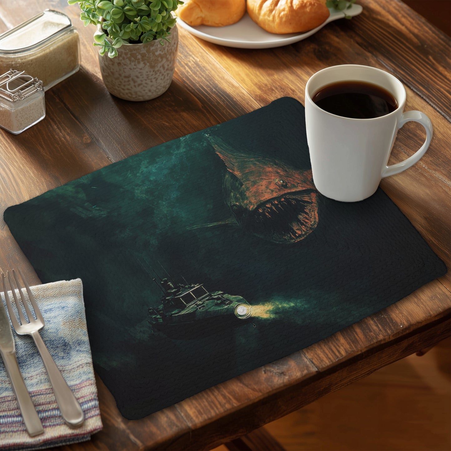 Depths - Turquoise Braided Polyester Placemat for Home Decor