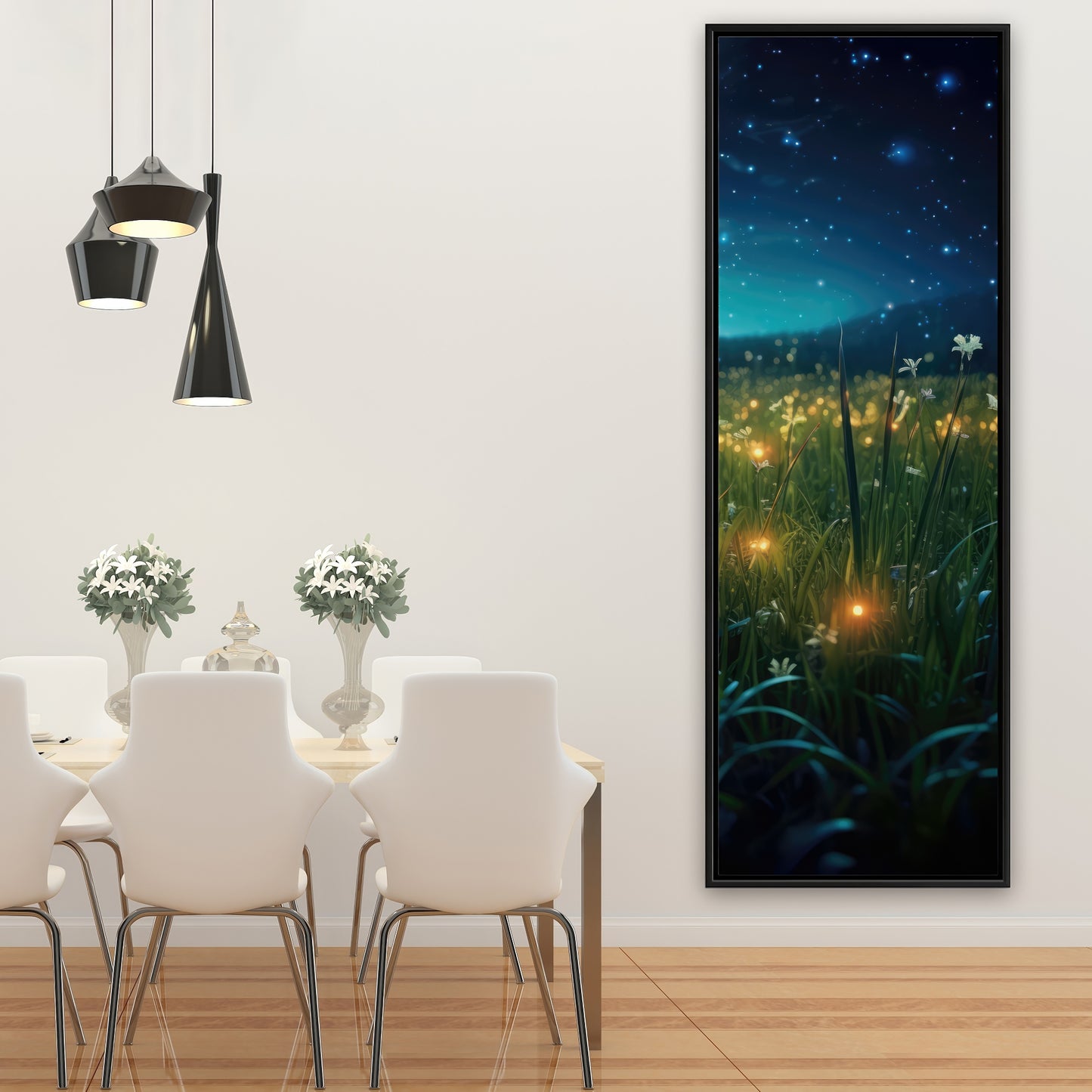 Fireflies at night - 36"x36" Framed canvas