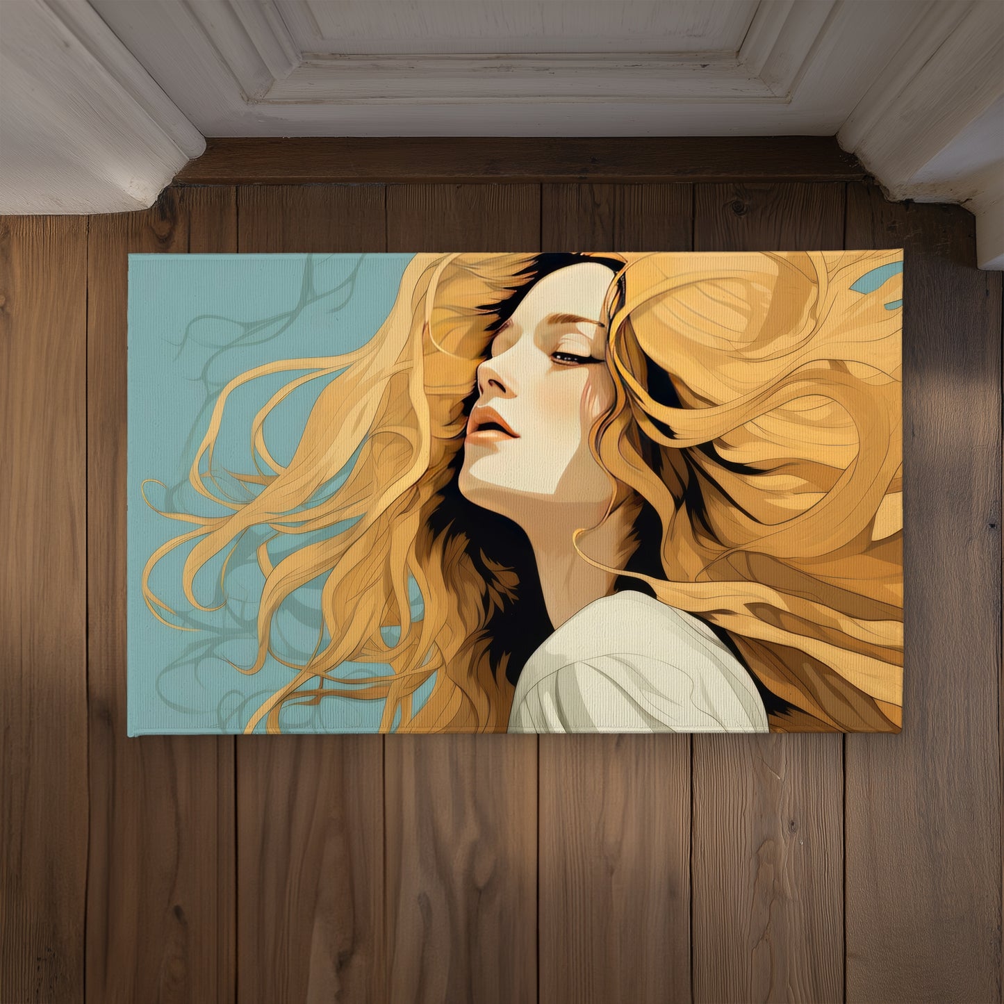 Flowing Hair Beige Indoor Outdoor Door Mat | Home Decor