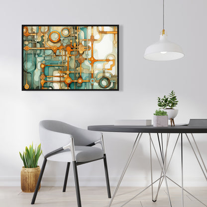 Turns and Bends - Turquoise Framed Canvas for Home Decor
