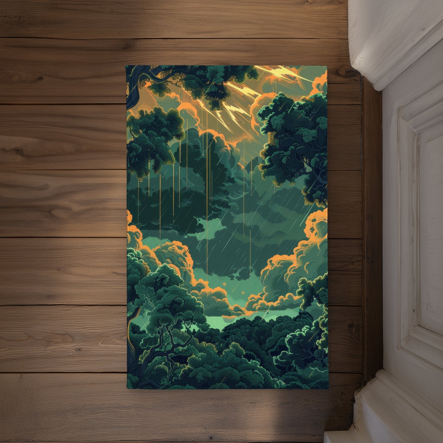 Drops Green Indoor Outdoor Door Mat | Stylish Home Decor