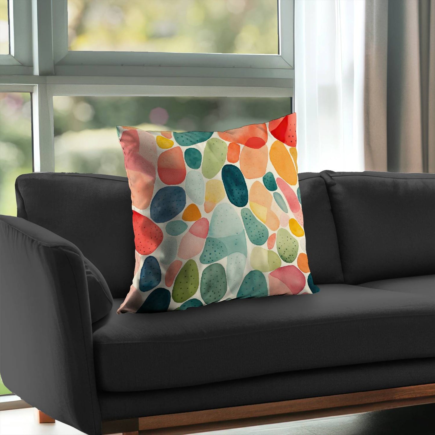 Coussin décoratif en sergé de polyester à motifs de graines | Décoration d'intérieur élégante