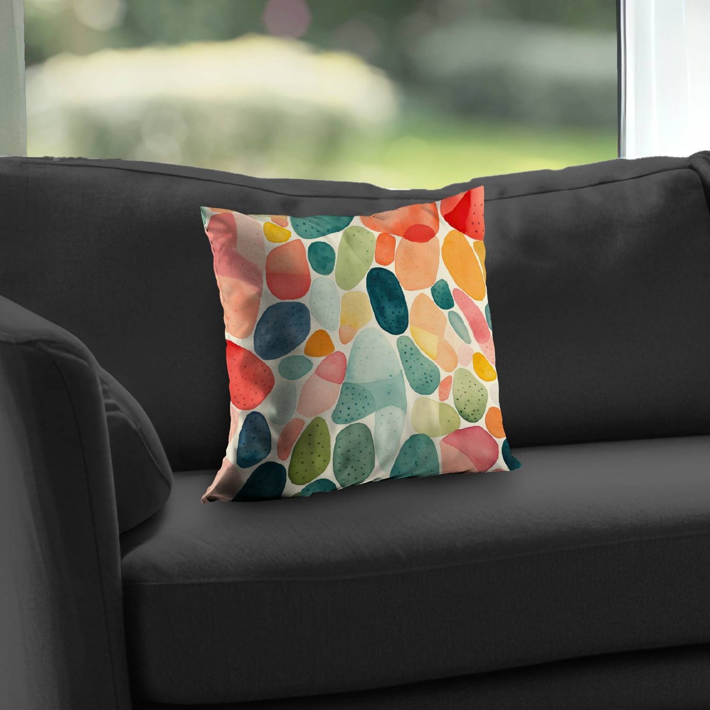 Coussin décoratif en sergé de polyester à motifs de graines | Décoration d'intérieur élégante