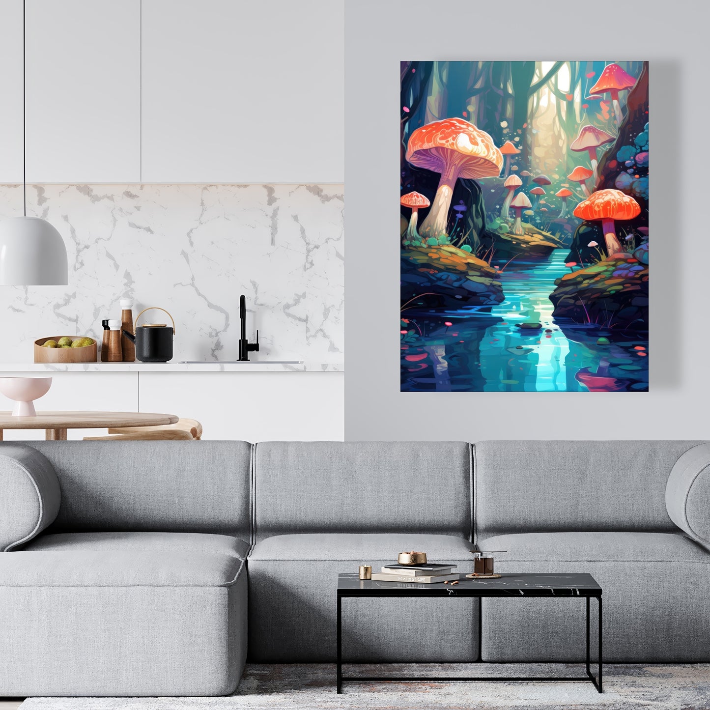 Whimsical Forest Red Canvas - Unique Home Decor Art Piece