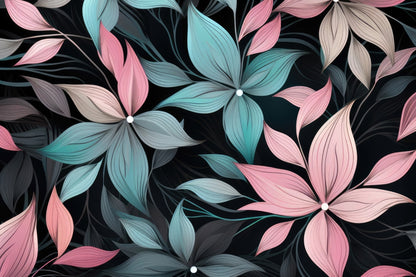 Desaturated Flowers Black Outdoor Area Rug - Home Decor