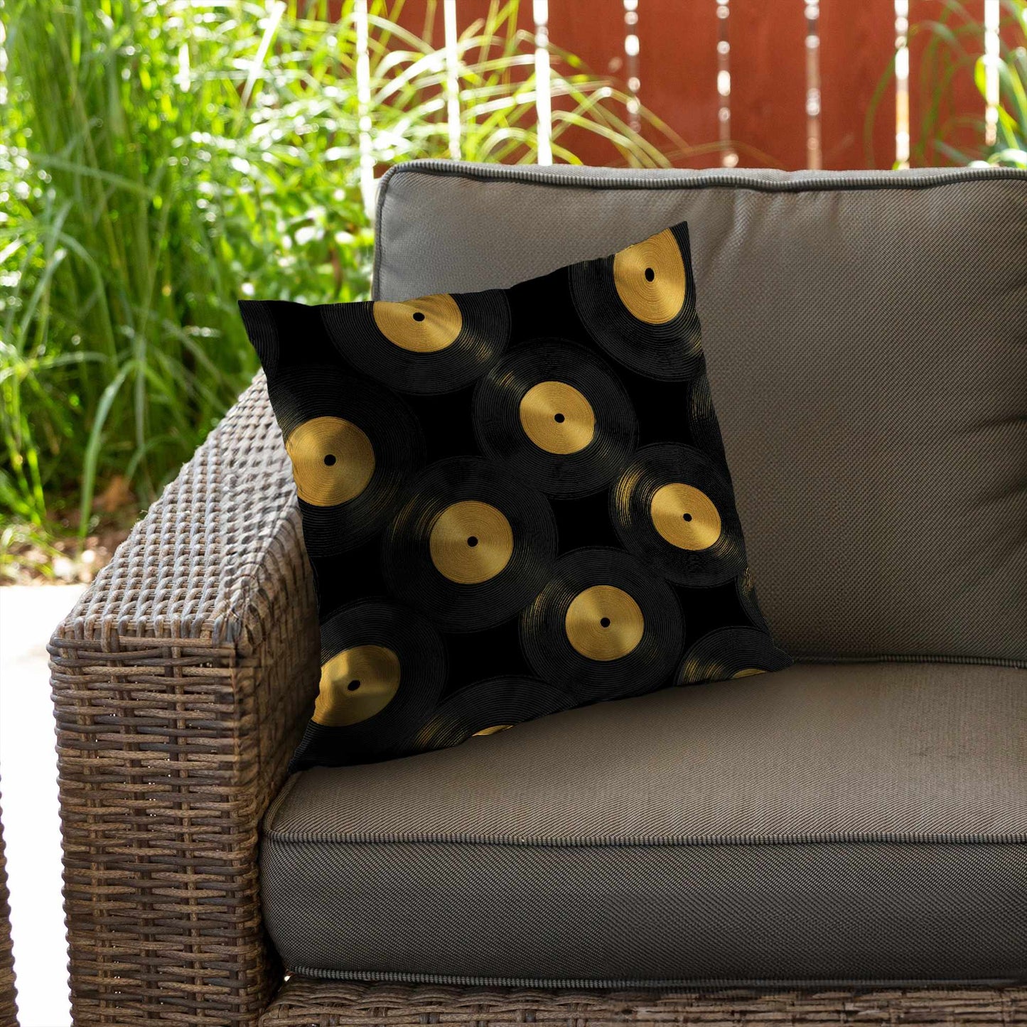 Golden Groove Circles Poly Twill Throw Pillow | Home Decor