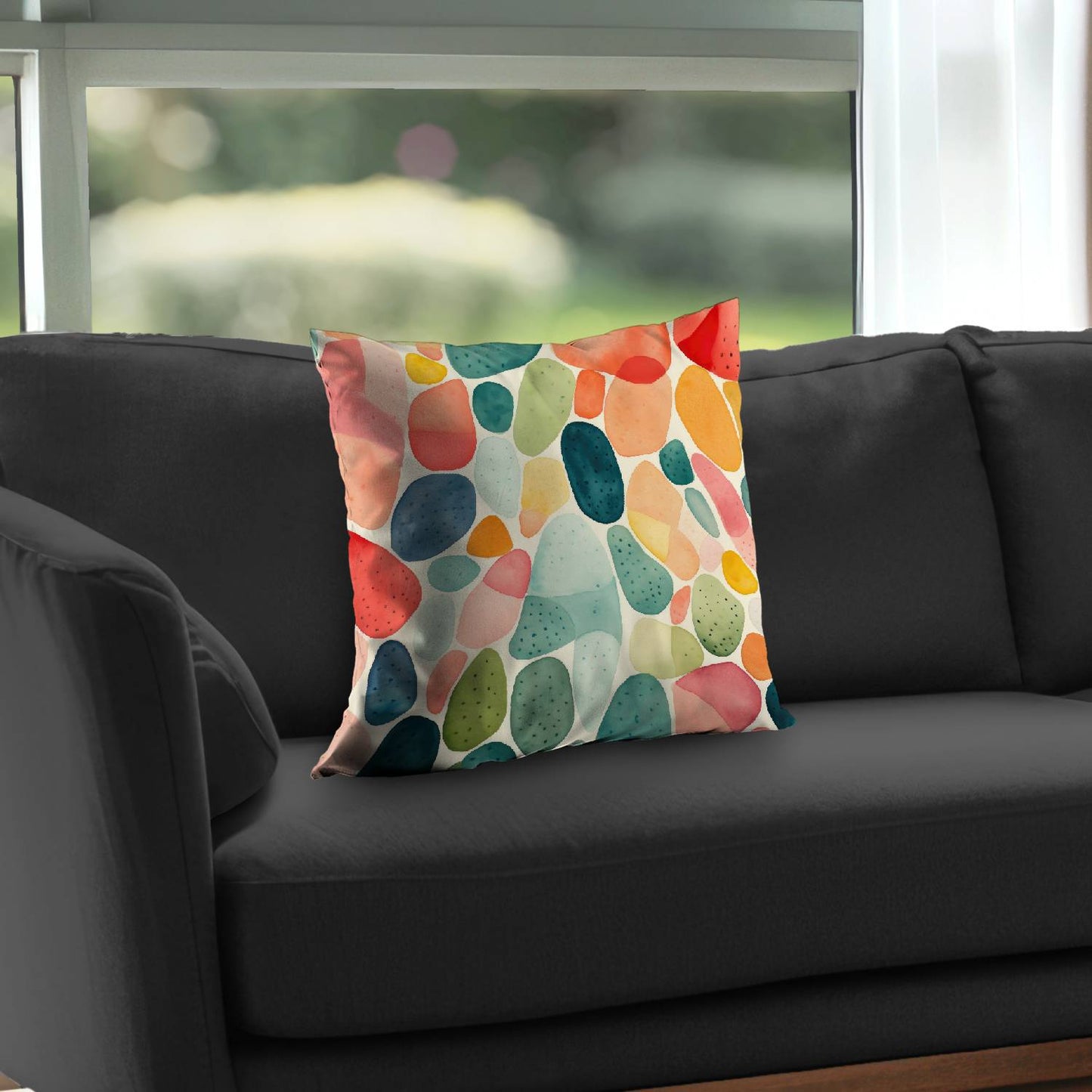 Coussin décoratif en sergé de polyester à motifs de graines | Décoration d'intérieur élégante