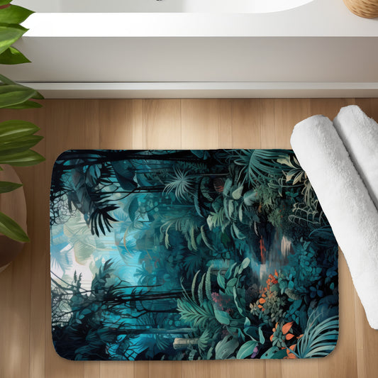 Deep in the jungle - Blue Bath Mat for Home Decor | Stylish Comfort