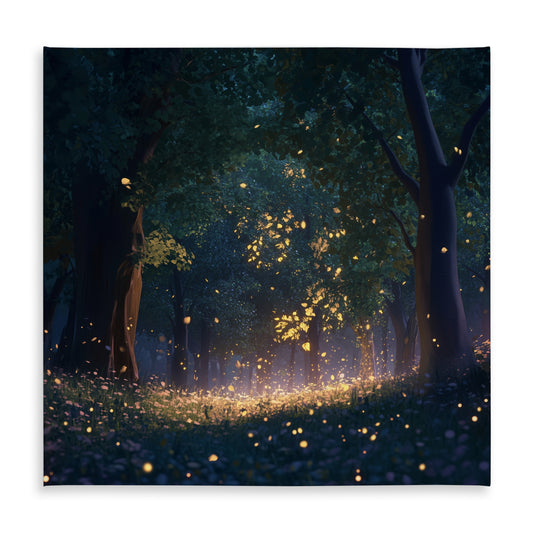 Glowing Leaves - Gold Indoor Outdoor Tablecloth