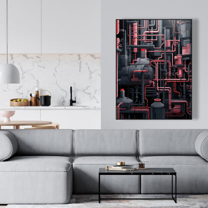 Dark pipes - 36"x36" Framed canvas