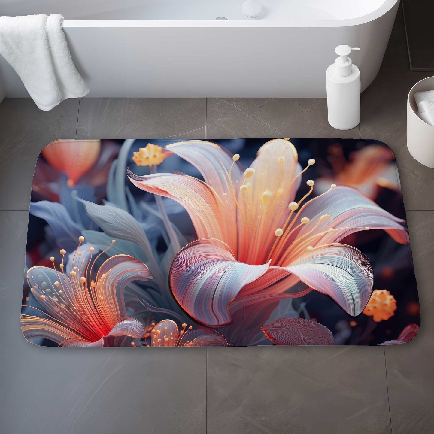 Astral Bloom Yellow Bath Mat | Stylish Home Decor Accessory