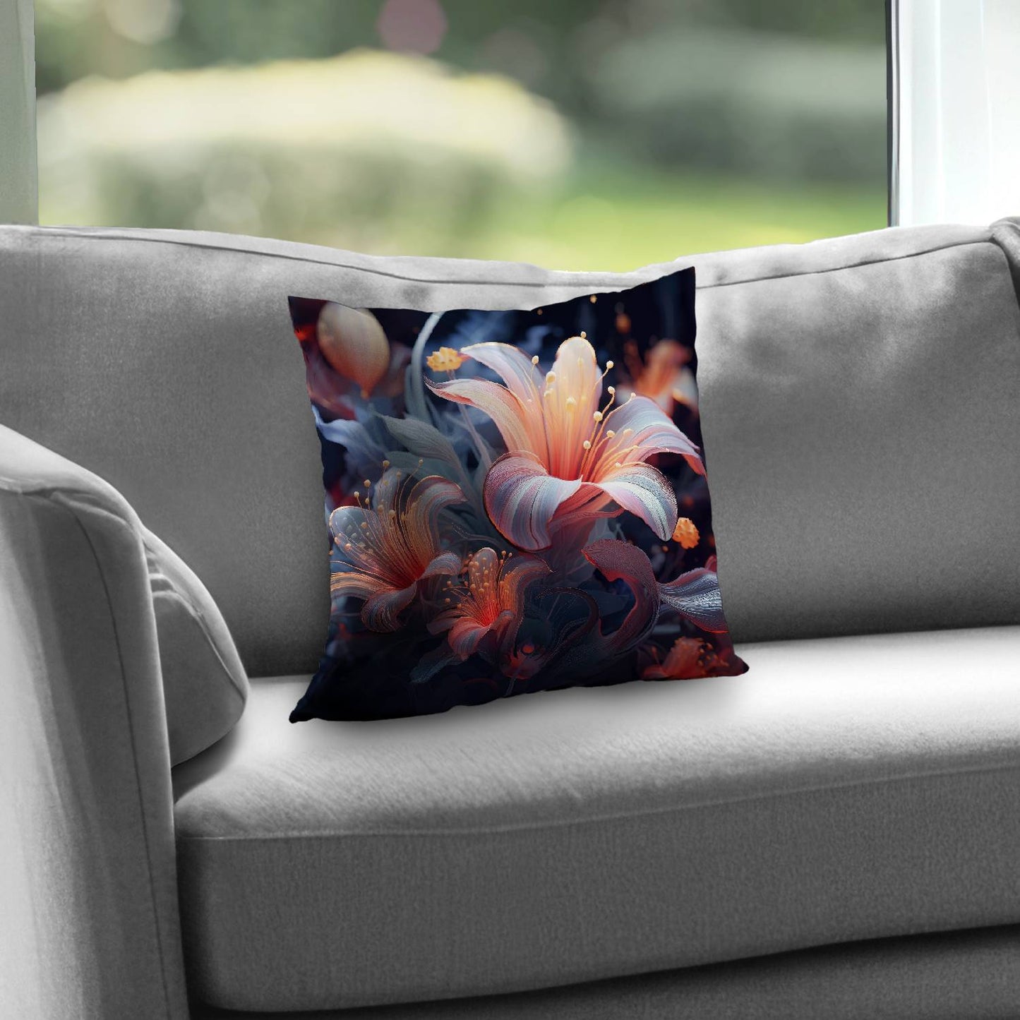 Astral Bloom Poly Twill Throw Pillow - Home Decor Insert