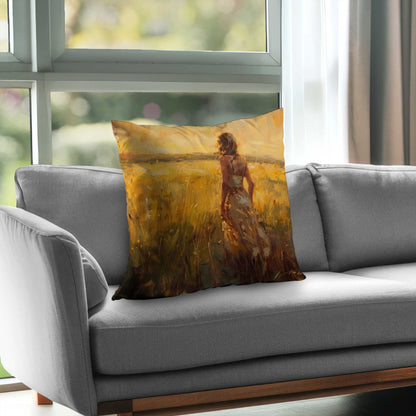 Exploring Gold Poly Twill Throw Pillow Insert - Home Decor