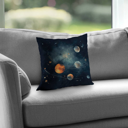 Deep Exploration Blue Poly Twill Throw Pillow - Home Decor Insert