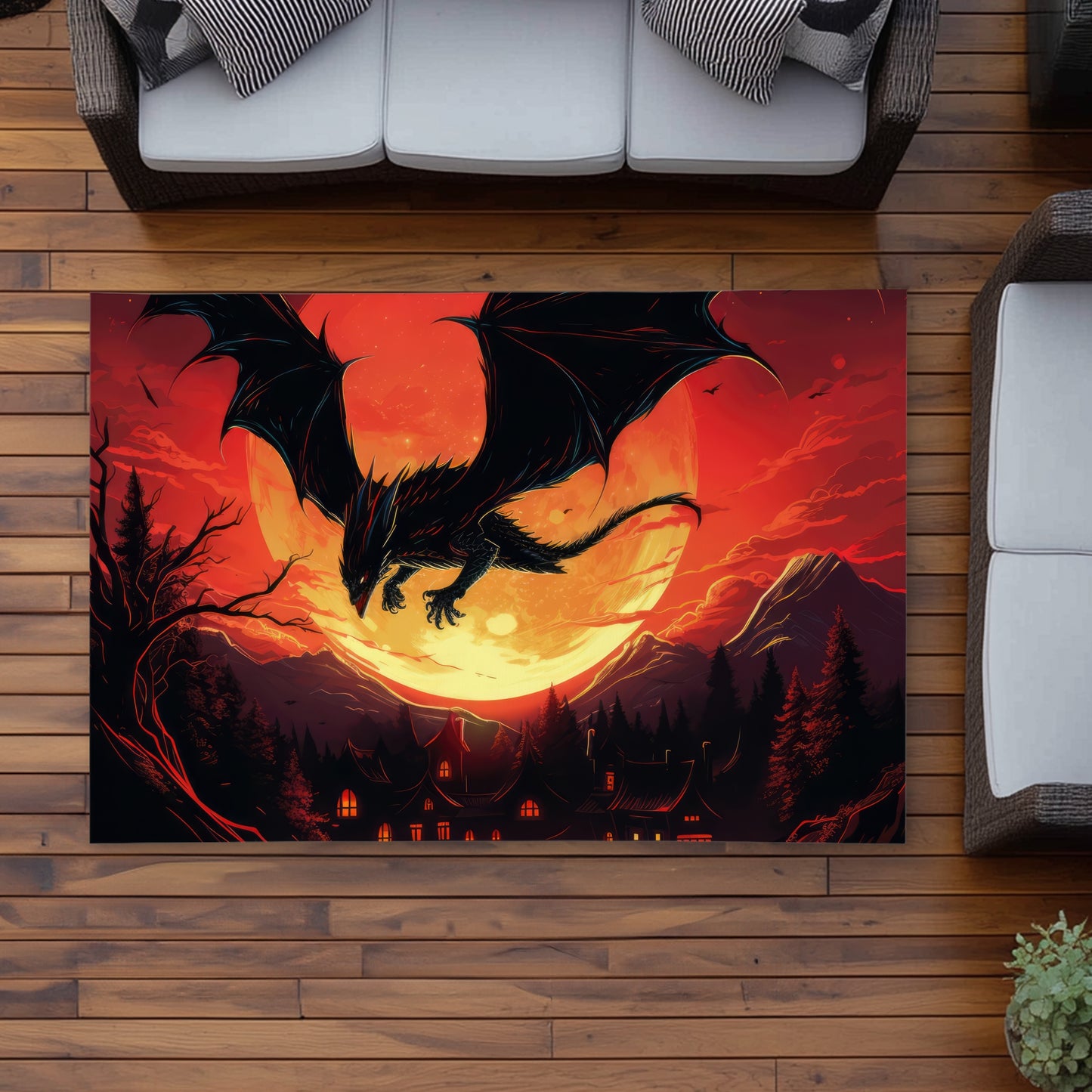 The dragon's wrath - Orange outdoor area rug for home decor