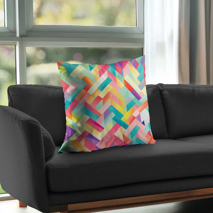 Coussin décoratif en sergé de polyester à rayures harmonieuses | Accessoire de décoration intérieure