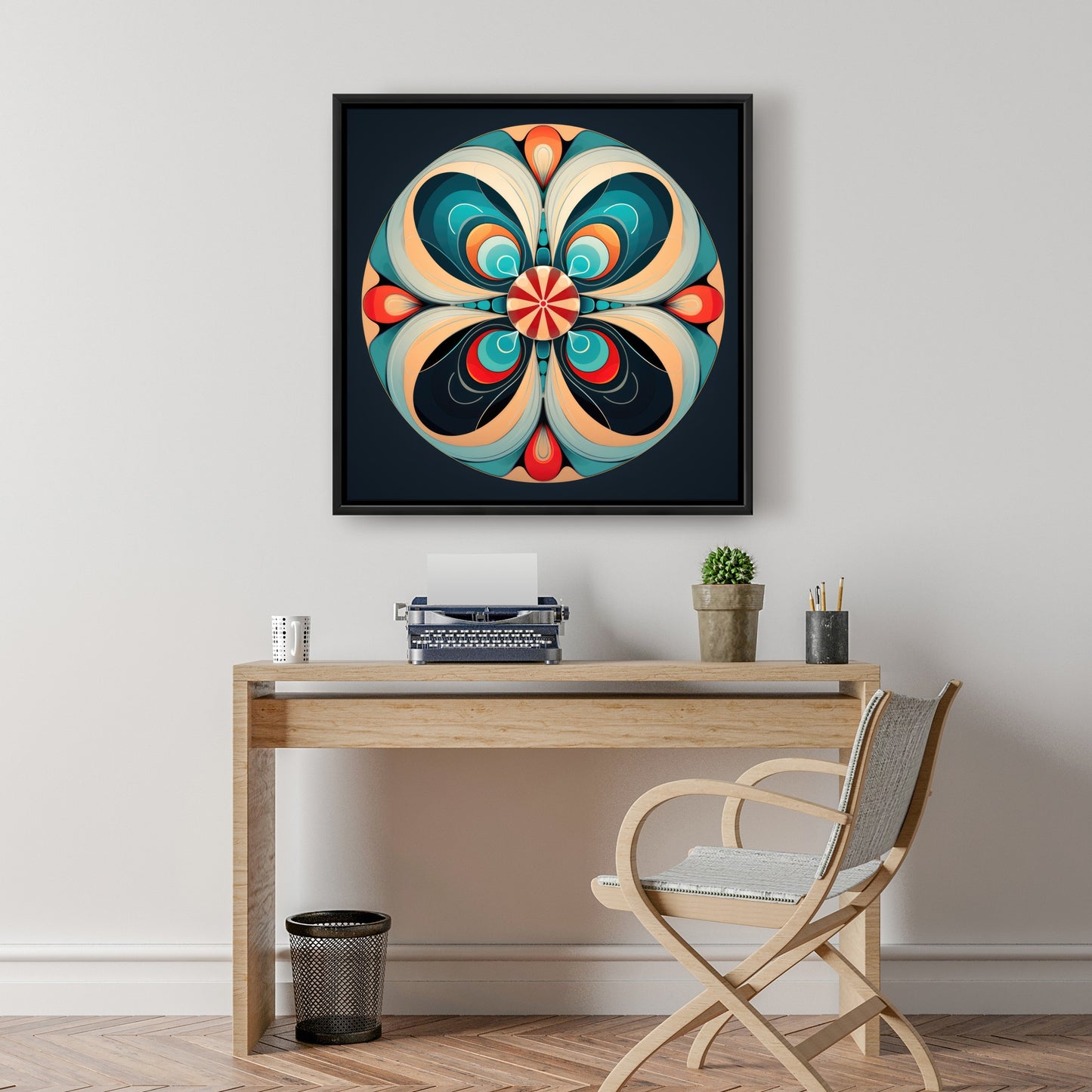 Concentric - Orange Framed Canvas Art for Home Decor
