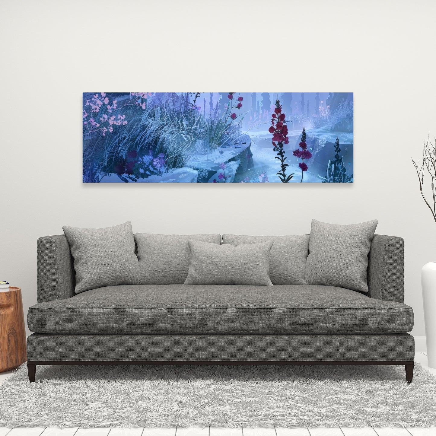 Valley of Ice - Gray Canvas Wall Art for Home Decor