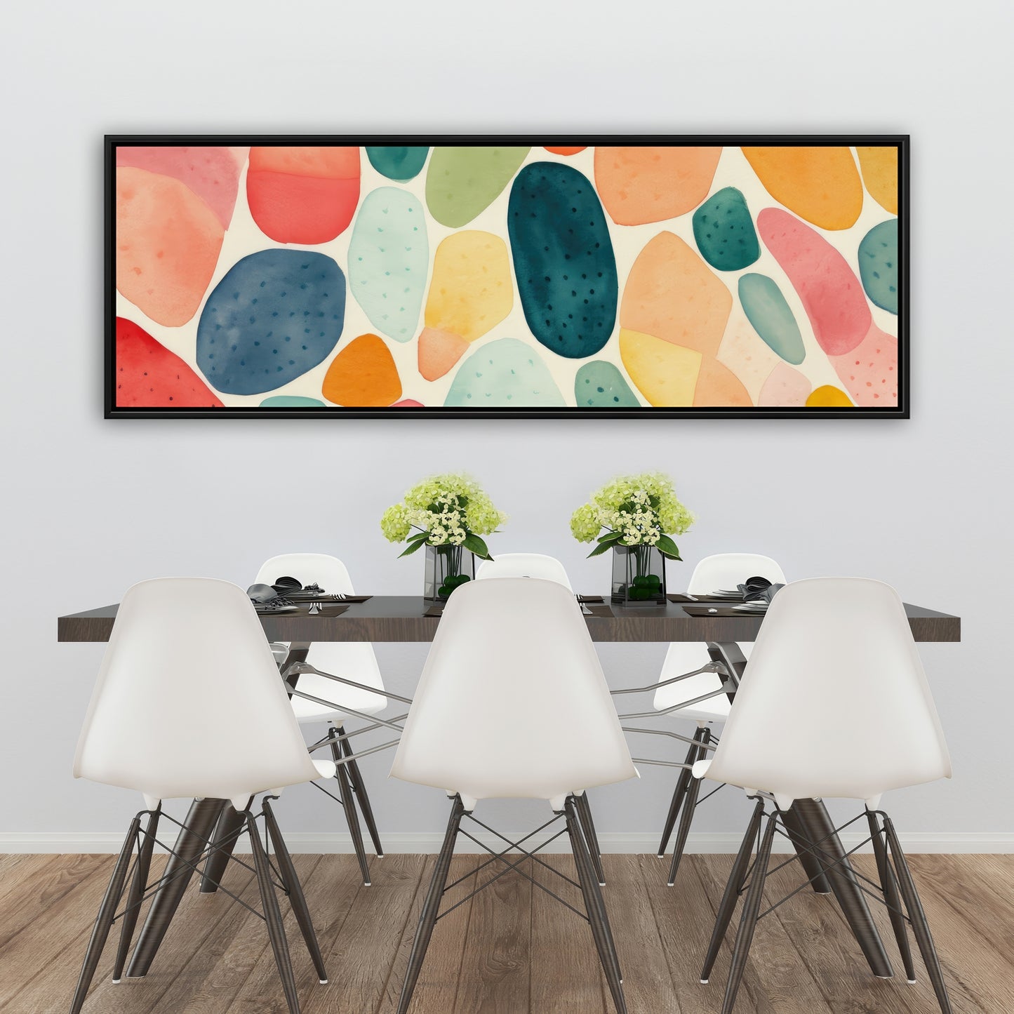 Seedy Shapes - Turquoise Framed Canvas for Home Decor