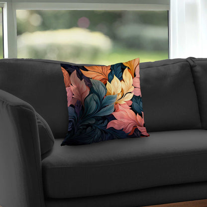 Coussin décoratif en sergé de polyester gris pastel fleuri | Décoration