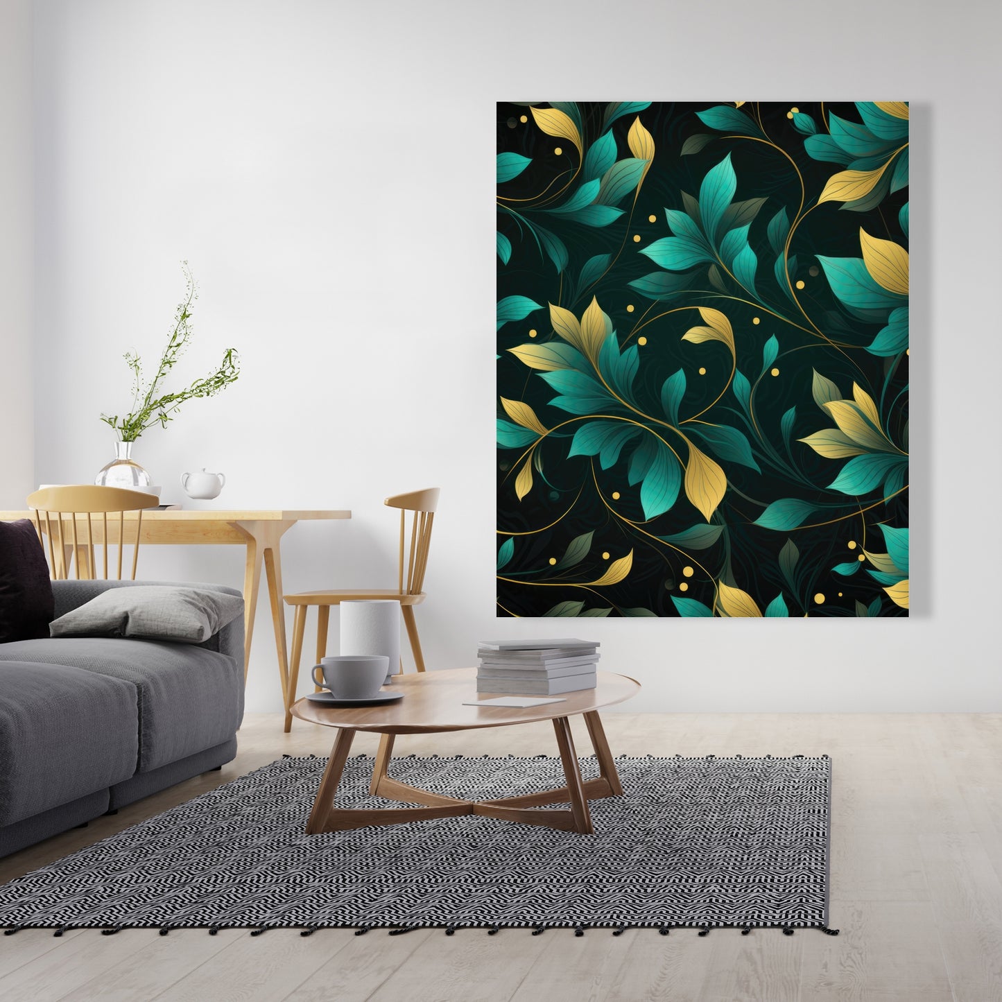 Twirling Twigs - Turquoise Canvas Home Decor Art Piece