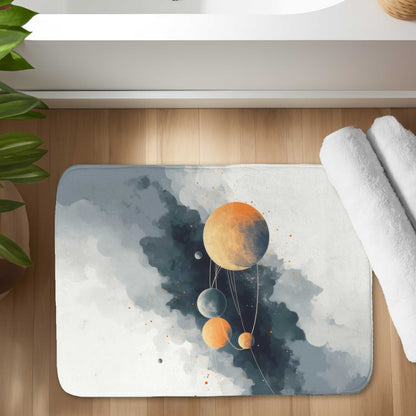 Circle of planets Gray bath mat - Stylish home decor accent