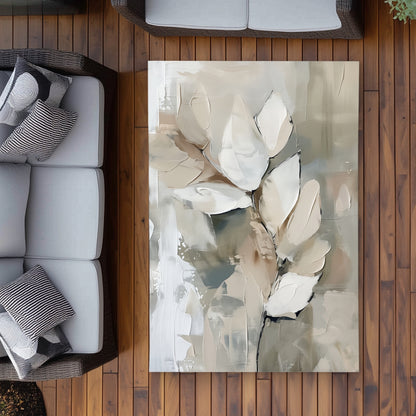 Tapis d'extérieur blanc feuille | Solution de décoration élégante pour la maison