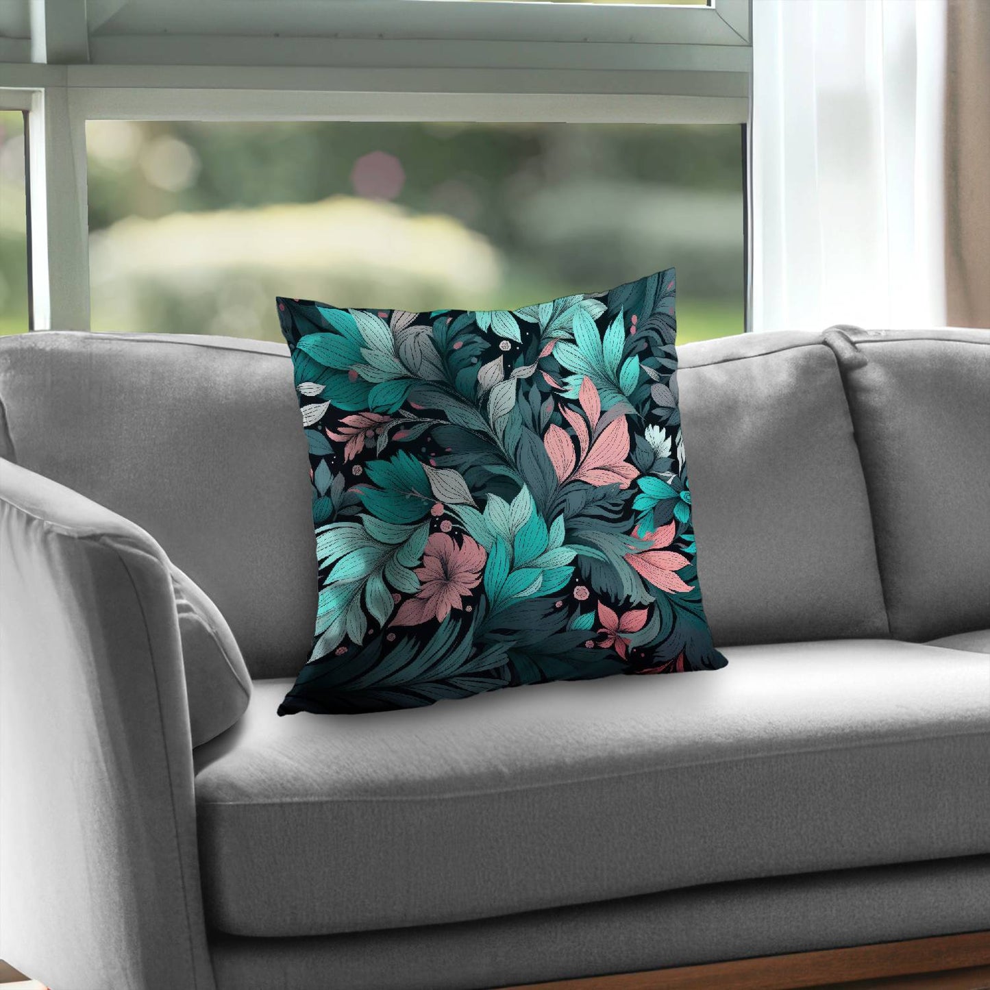 Neon leaves - Throw pillow - Print on demand