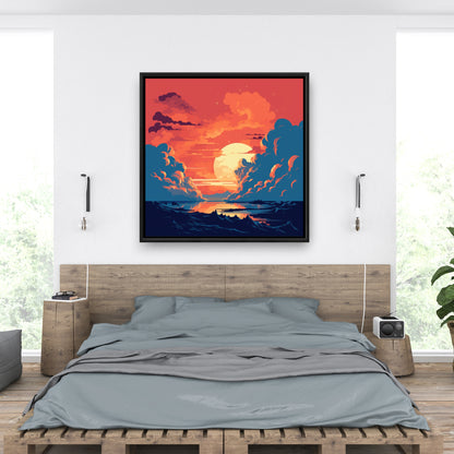Orange and blue - 36"x36" Framed canvas