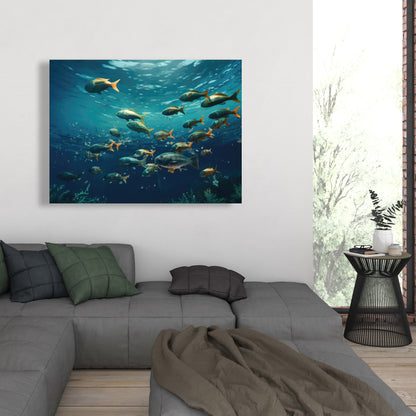 Shallow Swim - Beige Canvas Home Decor for Elegant Spaces