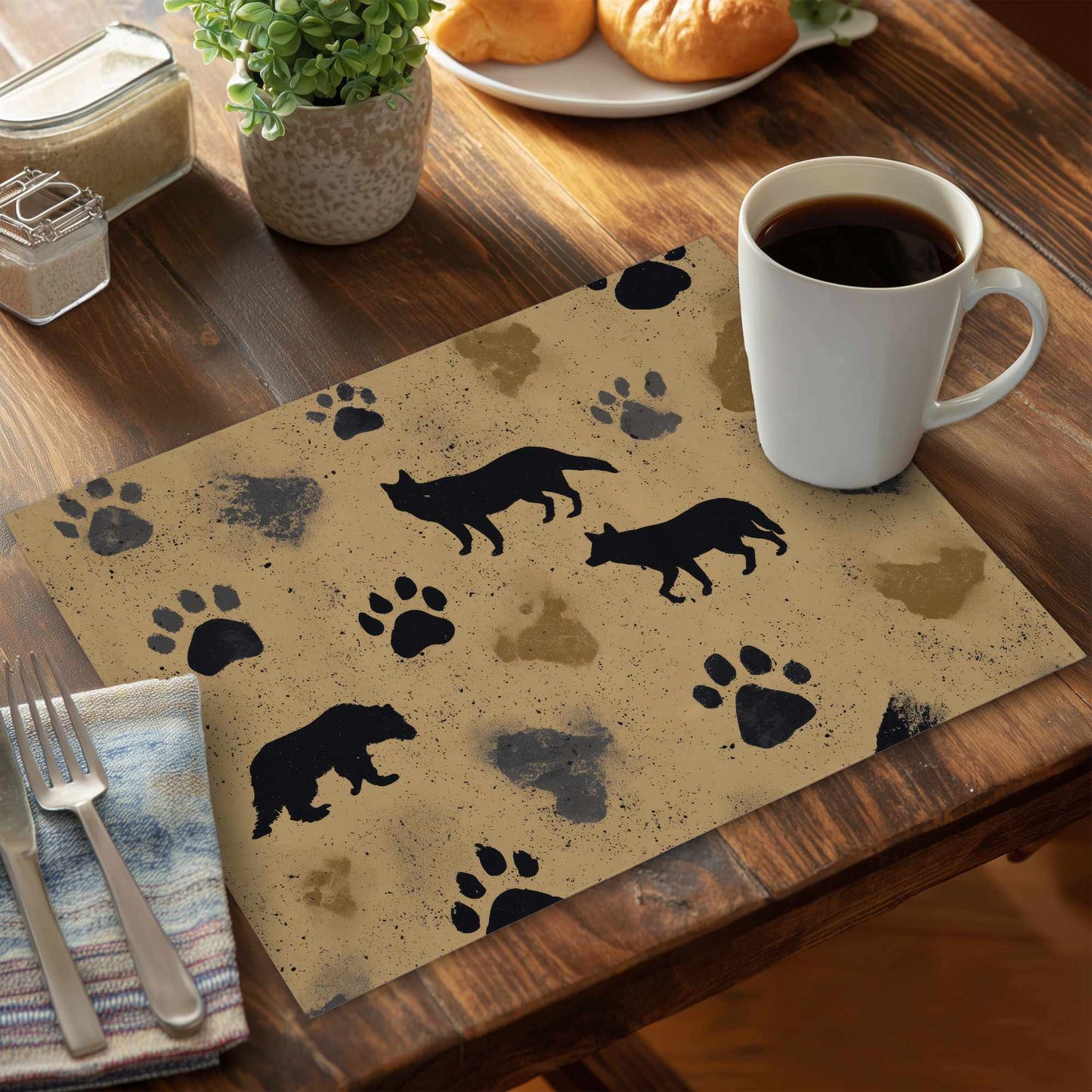 Set de table Wild Tracks Echo en polyester pour une décoration intérieure élégante