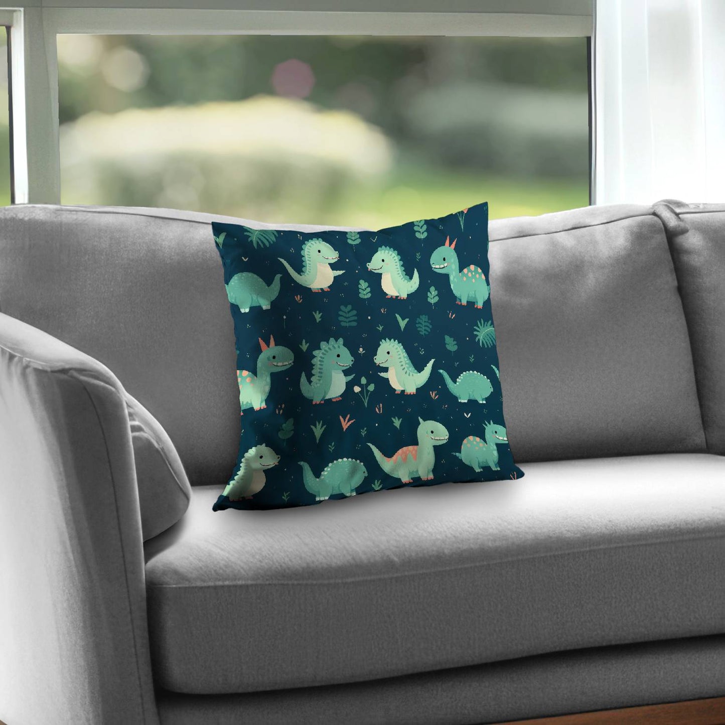 Happy dinosaurs - Throw pillow - Print on demand