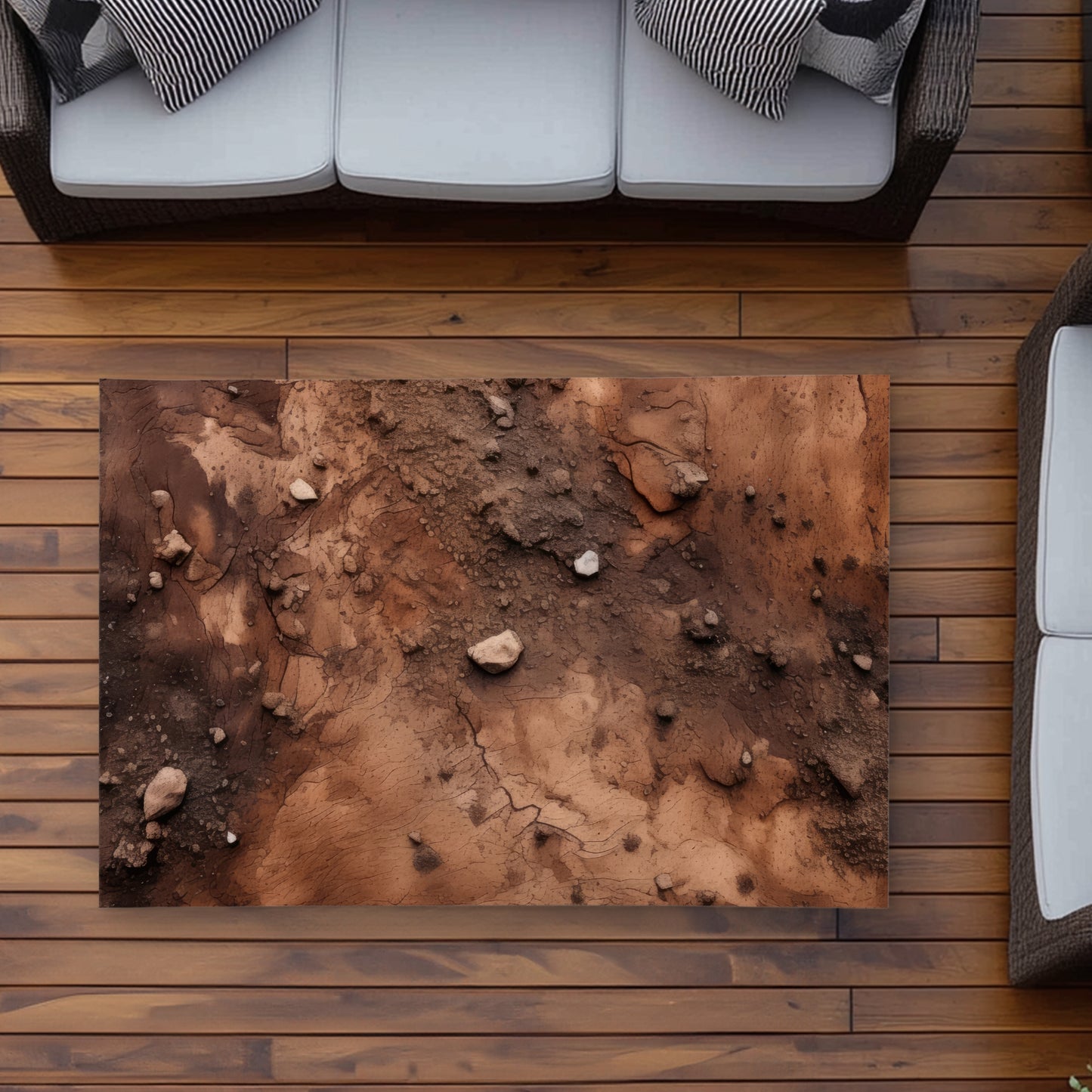 Mud and Stones Brown Outdoor Area Rug for Home Decor