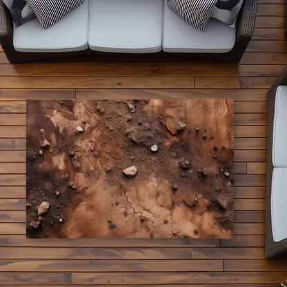 Mud and Stones Brown Outdoor Area Rug for Home Decor