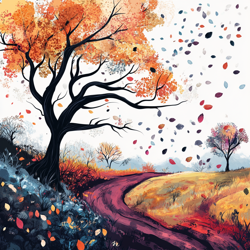 Blowing leaves - 32"x32" Canvas