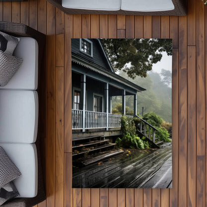 Rainy Porch - Brown Outdoor Area Rug for Home Decor