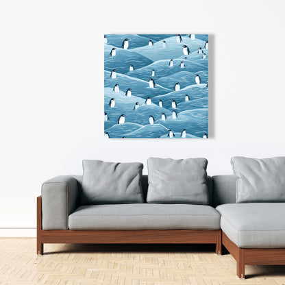 Penguins Wandering - Black Canvas Art for Home Decor