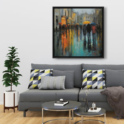 Rainy Day Red Framed Canvas - Home Decor Art Piece