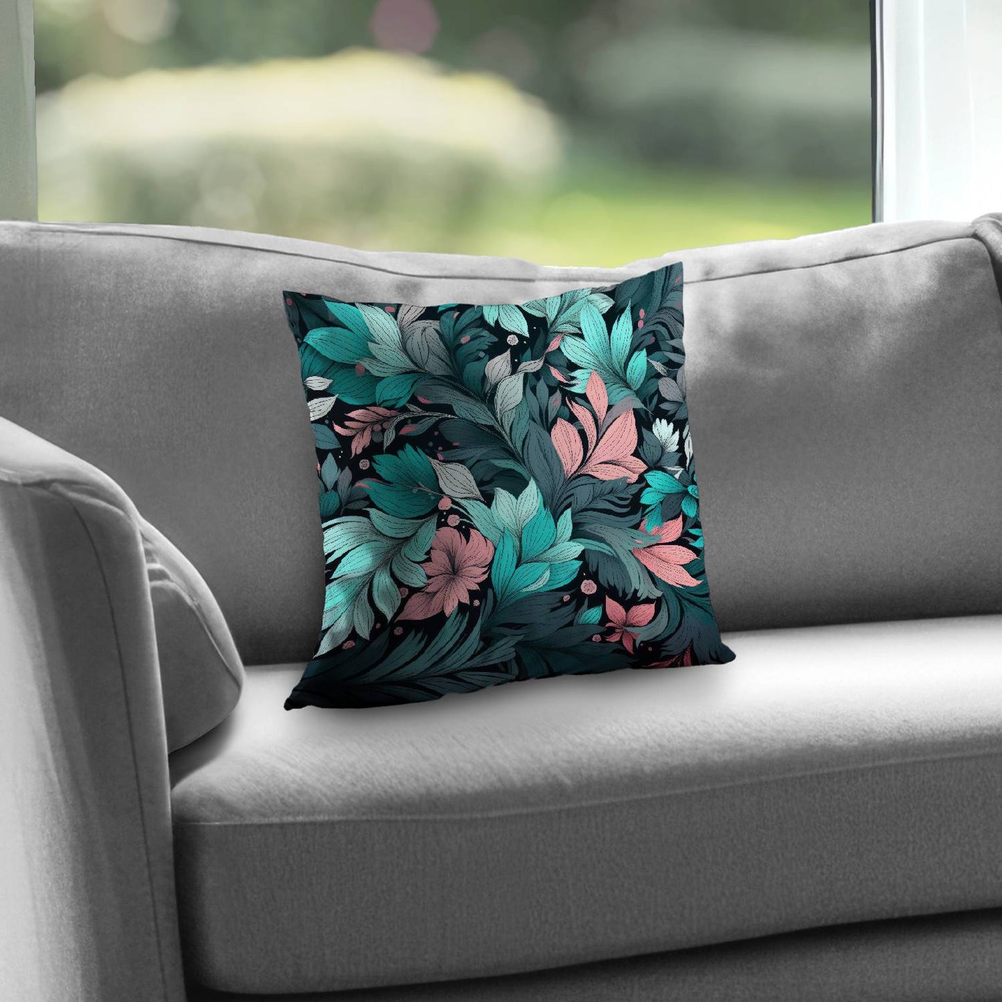 Neon leaves - Throw pillow - Print on demand