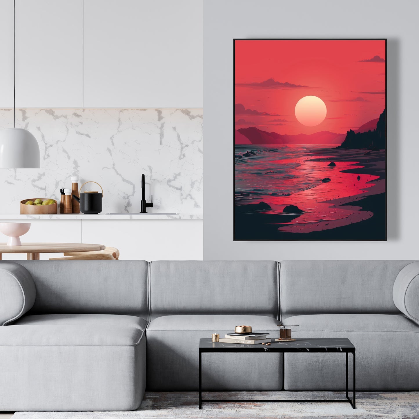 Red Sky - Red Framed Canvas for Stunning Home Decor