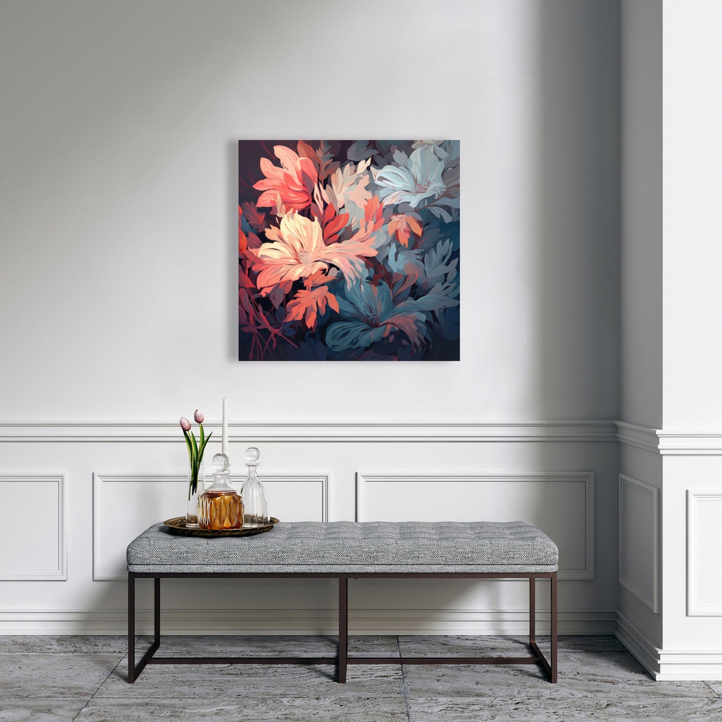 Silent charm - Turquoise Canvas Art for Home Decor