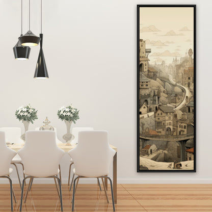 Intricate Town Hall - Orange Framed Canvas Home Decor