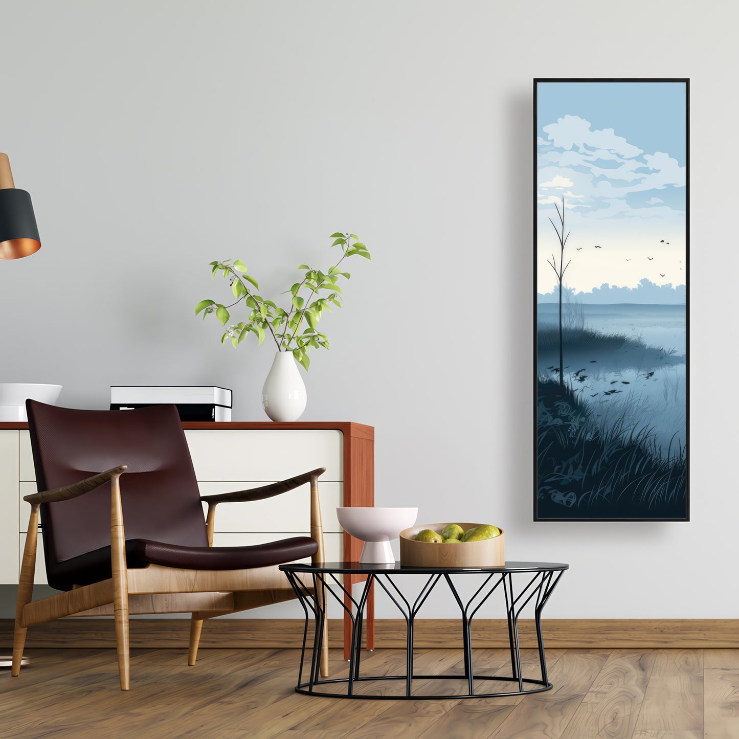 Evening Marsh - Gray Framed Canvas Art for Home Decor