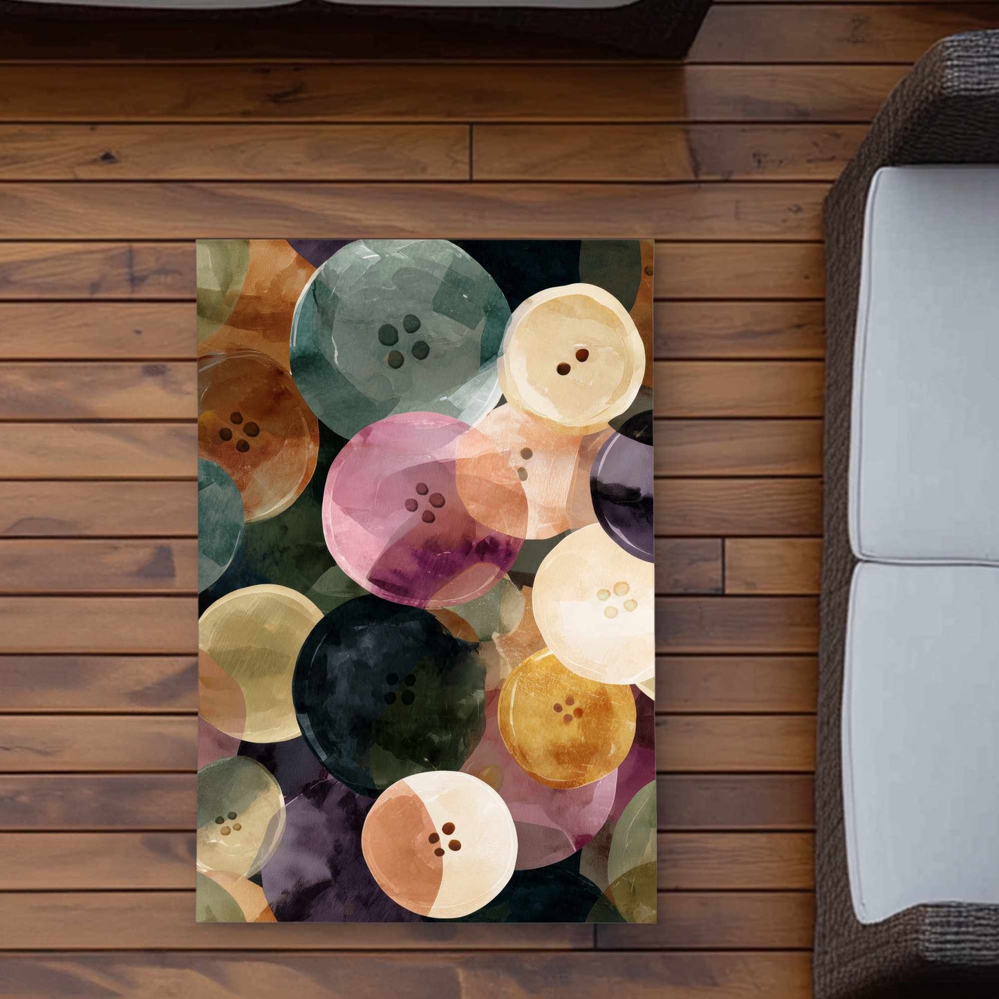 Tapis d'extérieur coloré avec motif « boutons dansants » pour la décoration intérieure