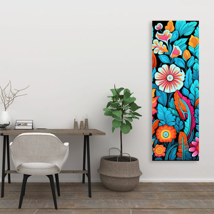 Floral Hues - Orange Canvas Art for Home Decor | Vibrant Design