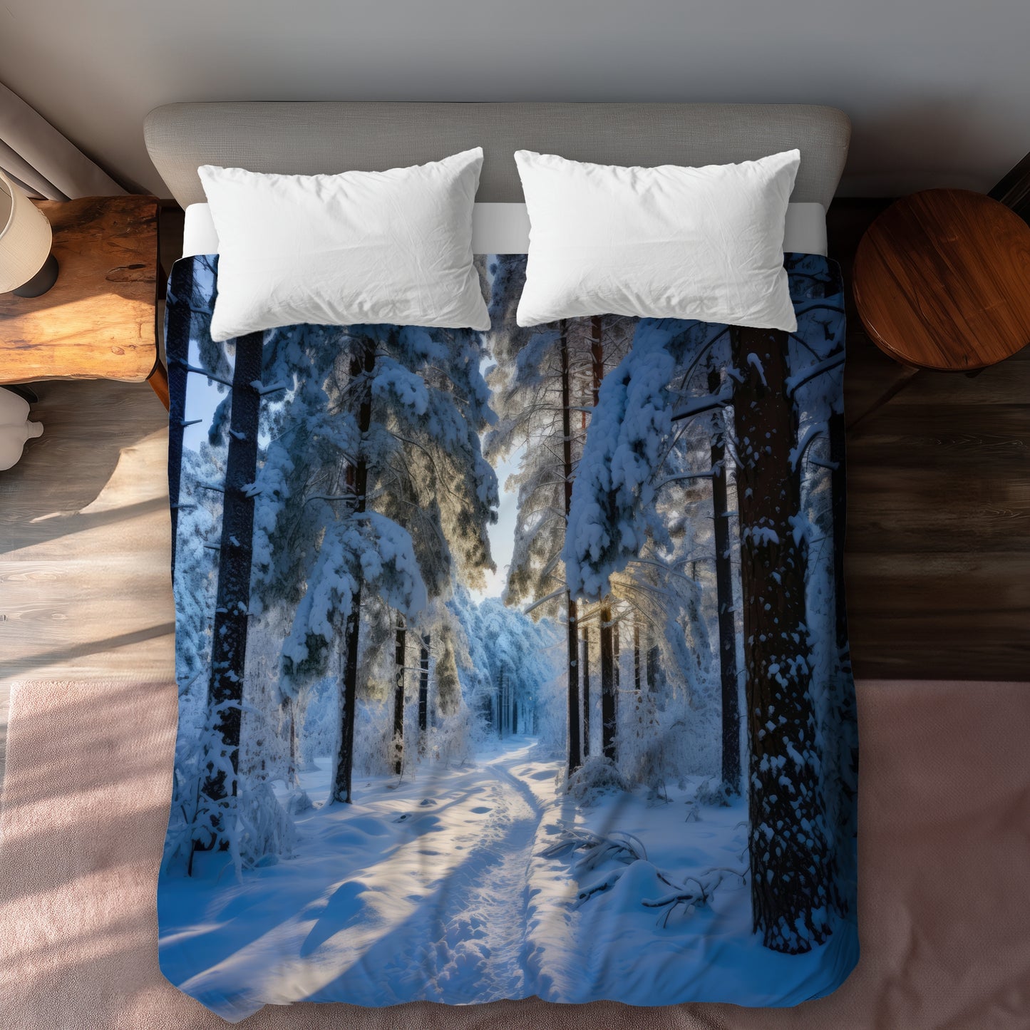 Housse de couette Chemin Enneigé | Parure de lit douillette pour l'hiver