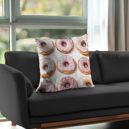 Donuts Poly Twill Throw Pillow - Cozy Home Decor Accent