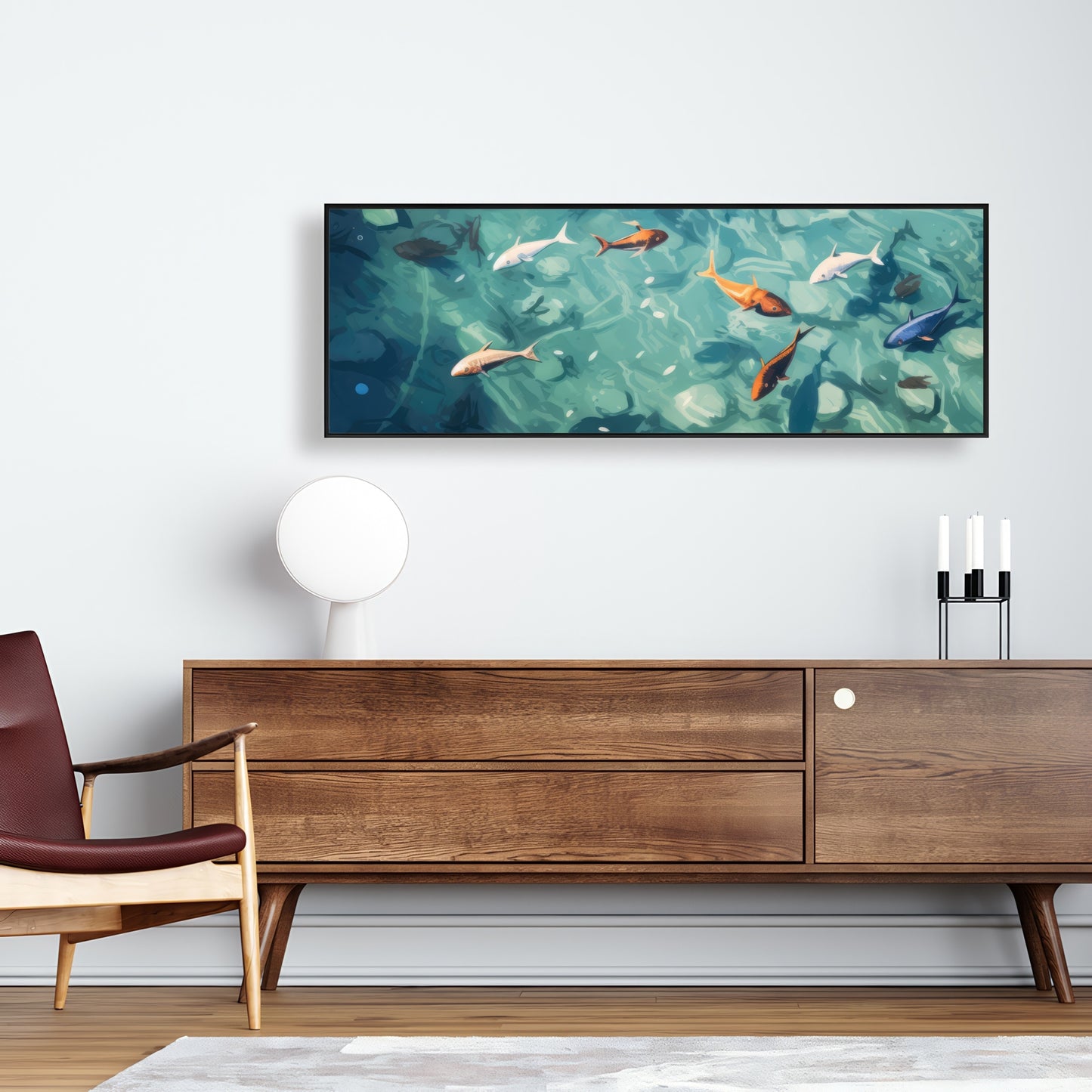 Caustic fish - 36"x36" Framed canvas