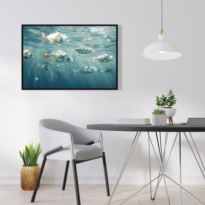 Swimming peacefully - 36"x36" Framed canvas