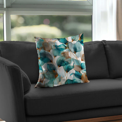 Teal and Brown Poly Twill Throw Pillow | Stylish Home Decor
